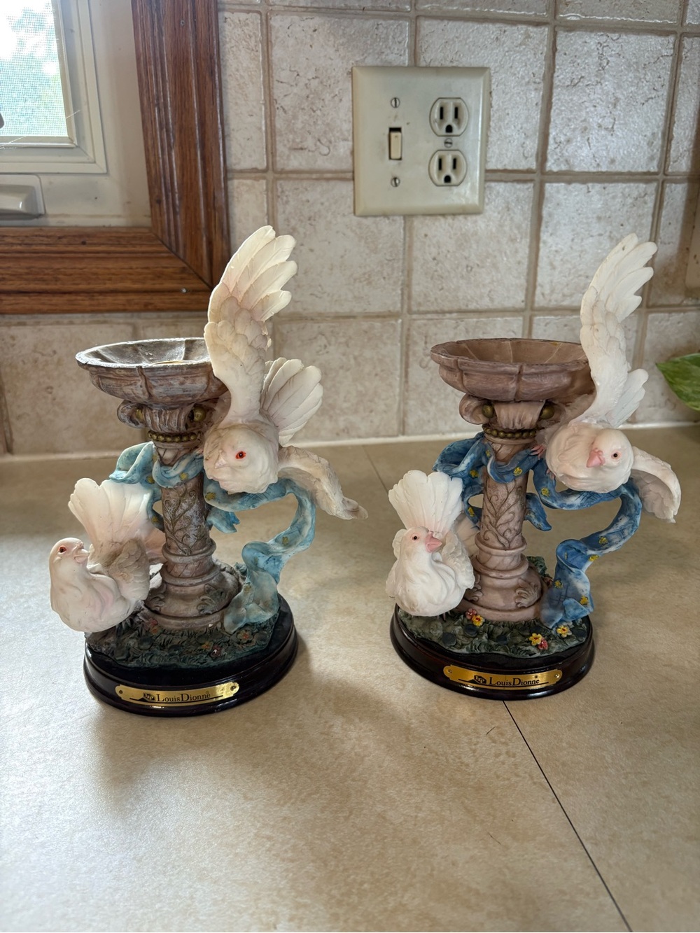 Pair of Vintage Bird Sculpture Candle Sticks Louis Dione